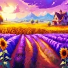 Lavenders And Sunflowers Diamond Painting
