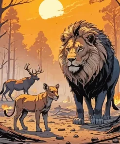 Lion And Deer Diamond Painting