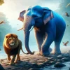 Lion And Elephant Diamond Painting