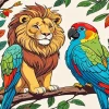 Lion And Parrot Diamond Painting