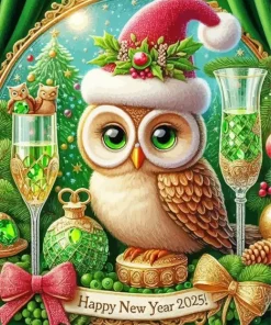 New Year Owl Diamond Painting