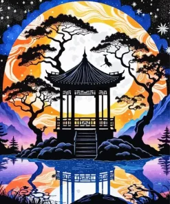 Night Tree Silhouette Diamond Painting