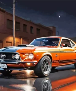 Orange Mustang Diamond Painting