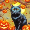 Pumpkin Halloween Cat Diamond Painting