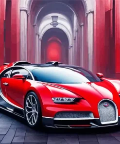 Red Bugatti Car Diamond Painting