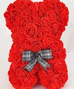 Red Flower Bear Diamond Painting