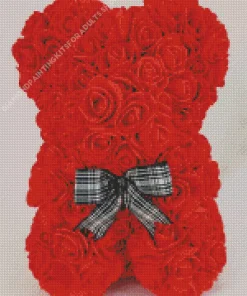 Red Flower Bear Diamond Painting