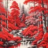 Red Forest Art Diamond Painting