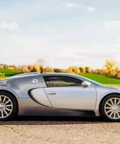 Silver Bugatti Veyron Car Diamond Painting