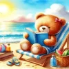Teddy Bear Enjoying His Vacation Diamond Painting