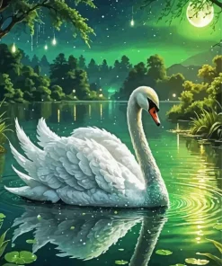 White Swan Bird Art Diamond Painting