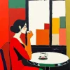 Woman Drinking Coffee Diamond Painting
