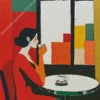Woman Drinking Coffee Diamond Painting