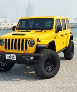 Yellow Jeep Wrangler Car Diamond Painting