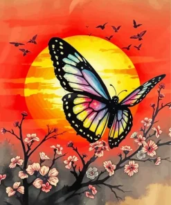 Butterfly At Sunset Diamond Painting
