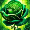 Green Cabbage Rose Diamond Painting