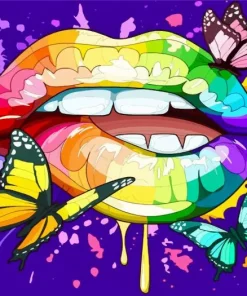 Rainbow Lips Butterfly Diamond Painting