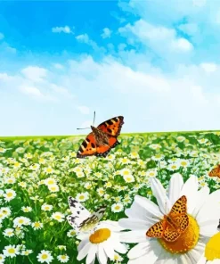 Butterflies In A Field Diamond Painting