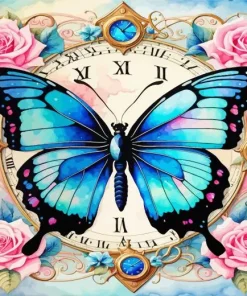 Butterfly Clock Diamond Painting