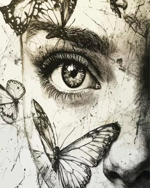 butterfly drawing on face art Diamond With Numbers Butterfly Drawing On Face Art Diamond Painting
