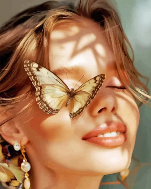 butterfly on cheek Diamond With Numbers Butterfly On Cheek Diamond Painting