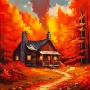 Cabin In Fall Diamond Painting