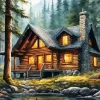 Cabin In Forest Diamond Painting