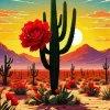 Cactus And Roses Diamond Painting