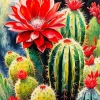 Cactus Red Flower Diamond Painting