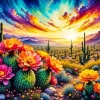 Cactus With Orange Flowers Diamond Painting
