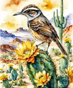 Cactus Wren Art Diamond Painting