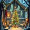 Christmas Cabin In The Woods Diamond Painting