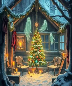 Christmas Cabin In The Woods Diamond Painting