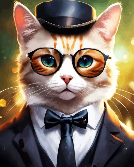 classy gentleman cat Diamond By Numbers Classy Gentleman Cat Diamond Painting