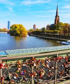 Frankfurt Iron Footbridge Diamond Painting