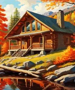 Lakeside Cabin Diamond Painting