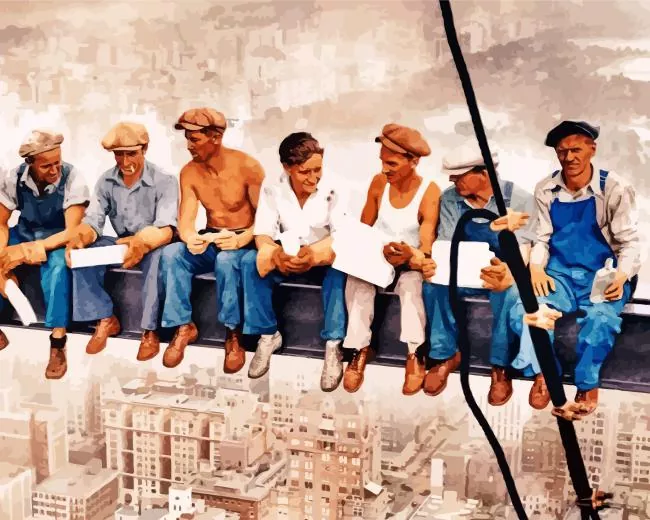 lunch atop a skyscraper Diamond With Numbers Lunch Atop A Skyscraper Diamond Painting