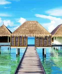 Maldive Huts Diamond Painting