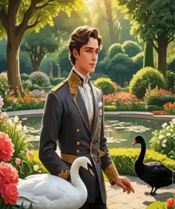 Man And Swan Diamond Painting