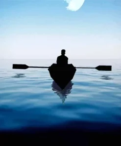 Man In Boat Silhouette Diamond Painting