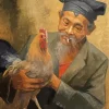 Man With A Rooster Diamond Painting
