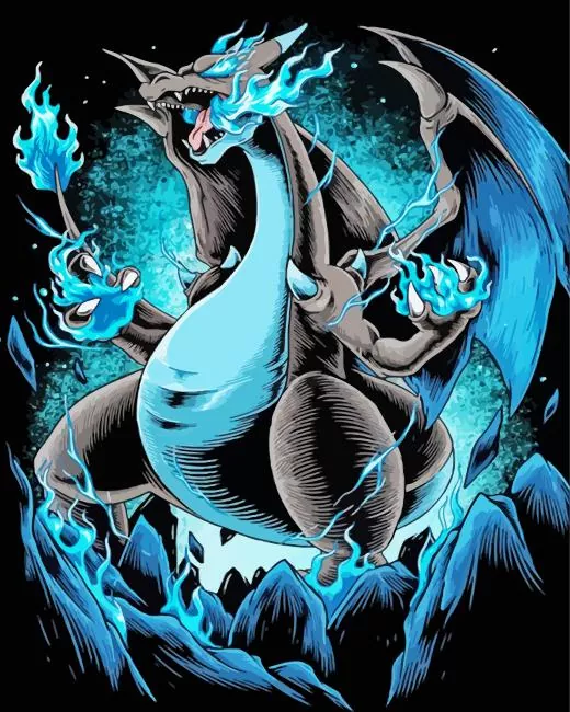 mega charizard x Diamond By Numbers Mega Charizard X Art Diamond Painting